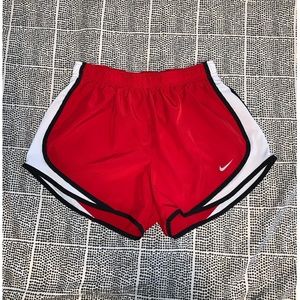 Red, White, and Black Nike Running Shorts